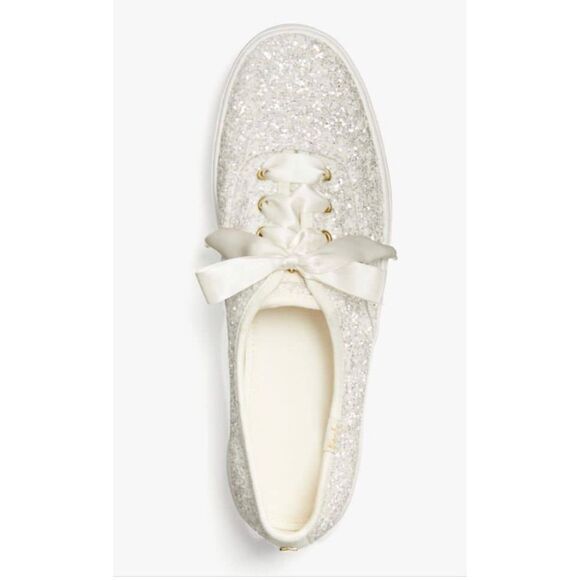 Keds X Kate Spade silver triple glitter canvas sneakers - Picture 1 of 12